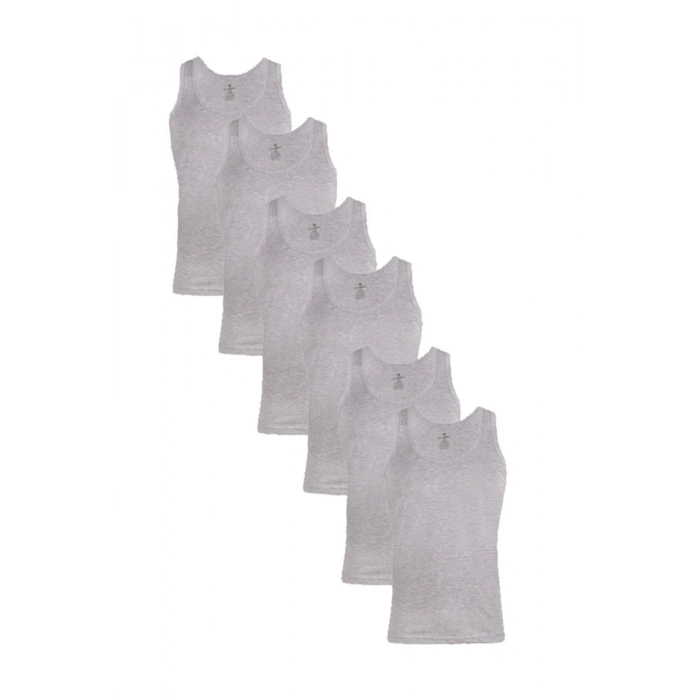 Erkek Gri 6 Lı Paket Pamuklu Penye Atlet