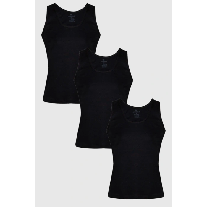 Kadın Ribana Saten Geniş Askılı Atlet 3lü 1677