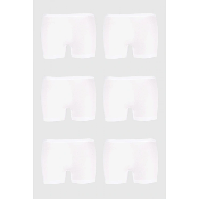 Kadın Beyaz Likralı Mini Külot Şort 6lı Paket Gkc234