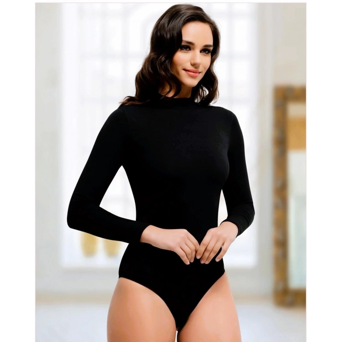 Belinay Kadın 3lü Uzun Kol Balıkçı Yaka Çıtçıtlı Body - 0811