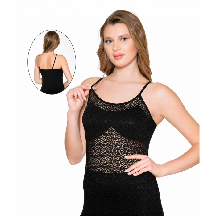 Belinay Kadın 3lü Askısı Ayarlanabilir Dantel Atlet - 6033