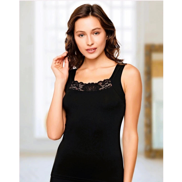 Belinay Kadın 3lü Kalın Askılı Dantelli Atlet - 0645