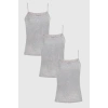 3lü Gri Ribana Dantelli Ip Askılı Kadın Atlet