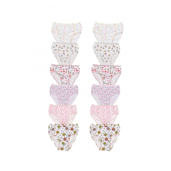 Kız Çocuk Karışık Desenli Likralı 12li Empirme Külot