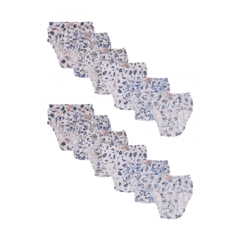 Erkek Çocuk Mavi 6-7-8-9-10 Yaş Çok Renkli 12li Paket Penye Empirme Karışık Desenli Külot