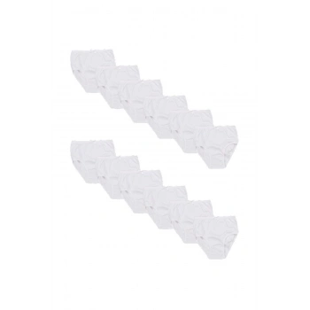 Kız Çocuk Beyaz Renkli 12li Paket Külot