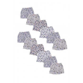 Erkek Çocuk Beyaz  Likralı Empirme Boxer  2 Beden 12li Paket