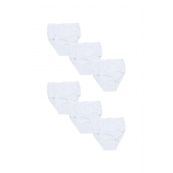 Beyaz Ribana Saten Kız Çocuk Külot 6-7-8 Yaş Pembe Renkli 6lı Paket