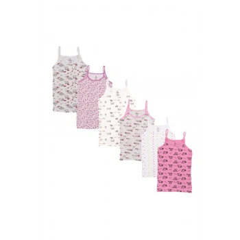 Kız Çoçuk Likralı Empirme İp Askılı Atlet 6-7 Yaş 6lı Paket