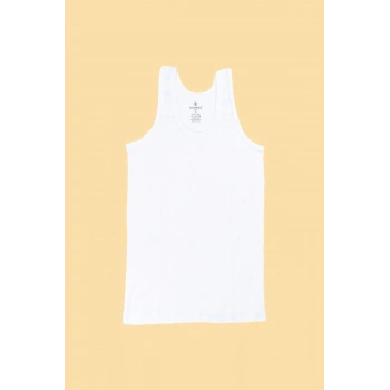 Erkek Çoçuk Beyaz Askılı Fanila 7-8 Yaş 6lı Paket