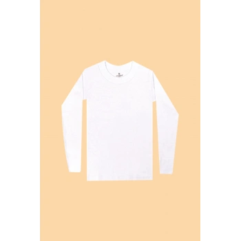 Erkek Çocuk Beyaz Ribana Uzun Kol Fanila 6lı Paket