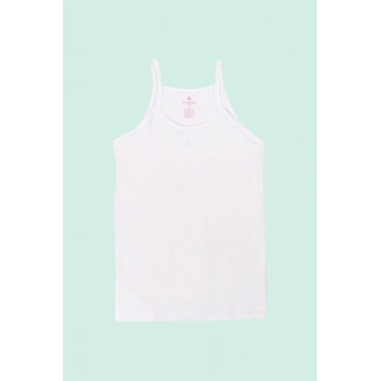 6lı Beyaz Ribana Saten Ip Askılı Kız Atlet