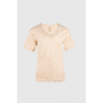 Kadın Ribana Yarım Kol Güpürlü Fanila 3lü Paket 2055