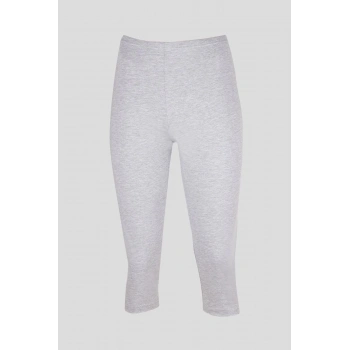 6lı Gri Likralı Katlamalı Dizaltı Tayt