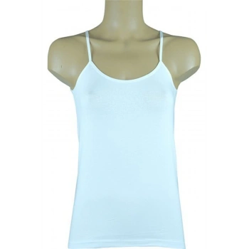 4lü Beyaz Likralı Saten Ip Askılı Atlet