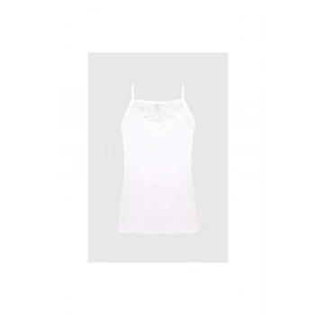 Kadın Beyaz Ribana Güpürlü Ip Askılı Atlet 3lü