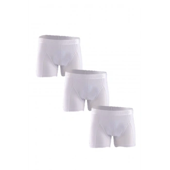 Erkek Beyaz 3lü Paket Likralı Rahat Elastan Likralı Boxer Renk S Beden