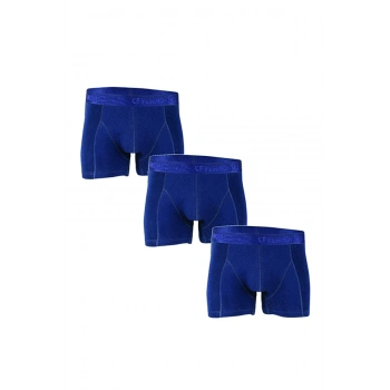 Erkek Lacivert Likralı Rahat Elastan Likralı Boxer L Beden 3lü Paket