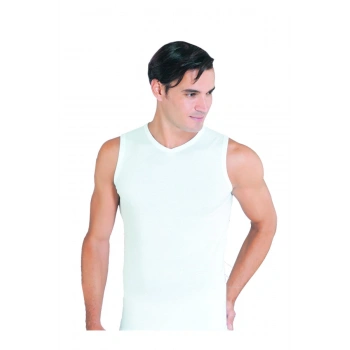 Erkek Beyaz V Yaka 0 Kol 3lü Paket Pamuklu Ribana Atlet