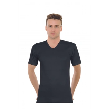 Erkek Siyah V Yaka 3 Lü Paket Pamuklu Ribana Atlet