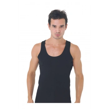 Erkek Siyah Ribana 3 Lü Paket Pamuklu Atlet