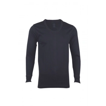 Erkek Siyah Interlok Uzun Kol Fanila