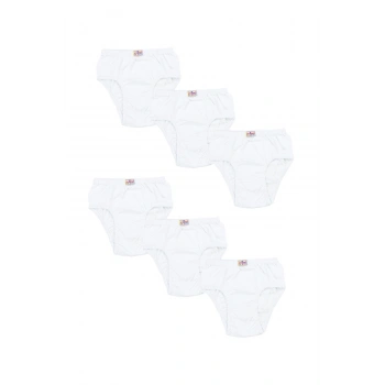 Erkek Çocuk Beyaz Penye Külot 6lı Paket