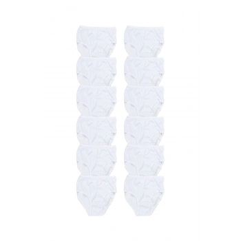 Kız Çocuk Beyaz Renkli 12li Paket Likralı Külot