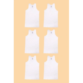 Erkek Çoçuk Beyaz Spor Atlet  6lı Paket