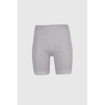 4lü Ribana Diz Üstü Paçası Dantelli Külot-231 Gri