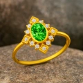 14 Ayar Altın Vintage Dizayn Zümrüt Yüzük