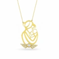14K Gold Mother Holding Baby Necklace, New Mom Gift