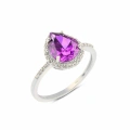 14K Solid Gold Pear Cut Amethyst Ring