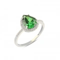 14K Gold Pear Cut Emerald Ring, Birthstone Jewelry, Gold Wedding Ring for Women