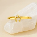 14K Solid Gold Horseshoe Ring, Minimal, Elegant & Symbolic Gold Ring Design