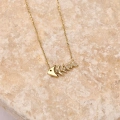 14K Gold Fish Necklace, Elegant Gold Necklace, Minimalist Fishbone Necklace