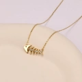 14K Gold Fish Necklace, Elegant Gold Necklace, Minimalist Fishbone Necklace