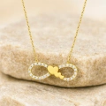 14K Solid Gold Mini Heart Infinity Necklace