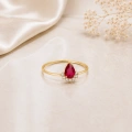 14 Ayar Altın Damla Kesim Yakut Yüzük