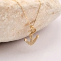 14K Gold Anchor Necklace, Rope Chain Necklaces, Anchor Jewelry, Ocean Beach Necklace