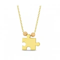 14 Ayar Altın Dorika Detaylı Puzzle Kolye