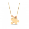 14 Ayar Altın Dorika Detaylı Puzzle Kolye