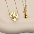 14K Gold Hand Necklace, Newborn Jewelry, Handprint Necklace, Baby Necklace for Mom