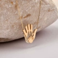 14K Gold Hand Necklace, Newborn Jewelry, Handprint Necklace, Baby Necklace for Mom