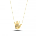 14K Gold Hand Necklace, Newborn Jewelry, Handprint Necklace, Baby Necklace for Mom