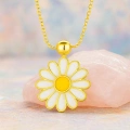 14 Ayar Altın Beyaz Papatya Kolye