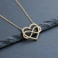 14 Ayar Altın Sonsuzluk Detaylı Kalp Kolye