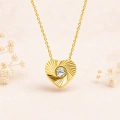 14K Solid Gold Sparkling Mini Heart Necklace
