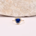 14K Gold Heart Cut Sapphire Ring, Sapphire Engagement Ring, Anniversary Engagement Ring