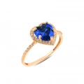 14K Gold Heart Cut Sapphire Ring, Sapphire Engagement Ring, Anniversary Engagement Ring